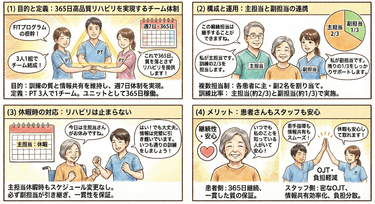 Triangle-pairs（トライアングル・ペアーズ）の説明：目的と定義、構成と運用、休暇時の対応、メリット